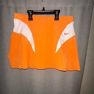 nike orange and white dri-fit tennis skirt